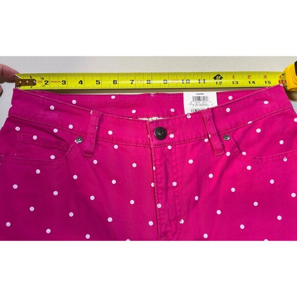 Style & Co Womens Size 10 Mid Rise Curvy Capri Pants Polka Dot Pink - Picture 5 of 11